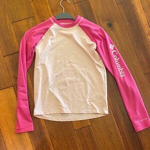 Columbia Pink and Cream rash-guard swim Shirt